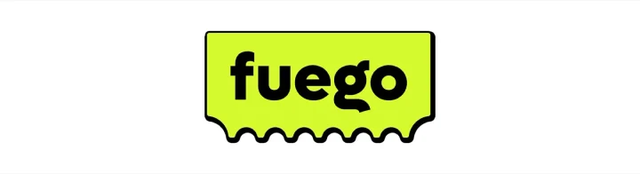 Screens from the Fuego mobile app lined up on a lime background