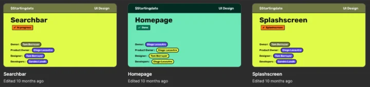 The Figma files of the Fuego interface, split by EPIC